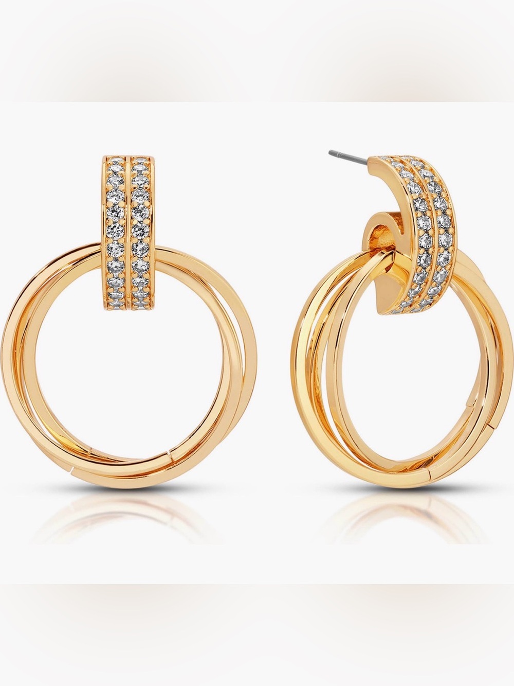 Ettika 18k Gold Plated Knot Pave CZ Drop Earrings